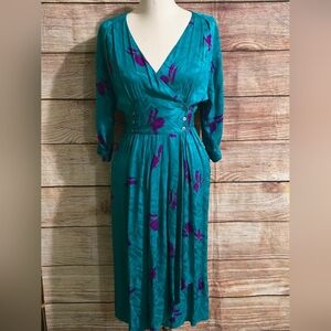 80's NORA NOH Silk Wrap Dress